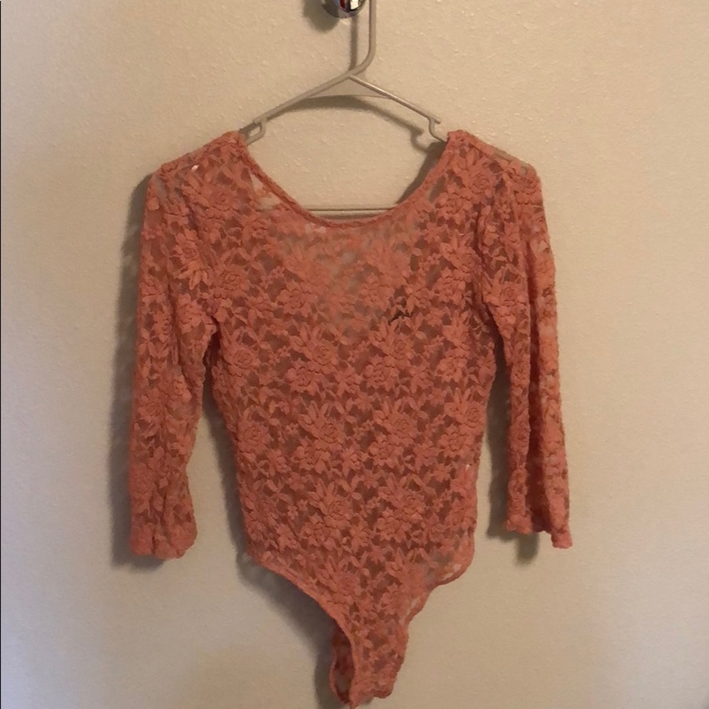 Pink lace bodysuit